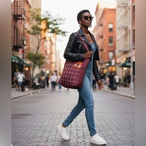 Vintage ABC Burgundy Graft tote bag